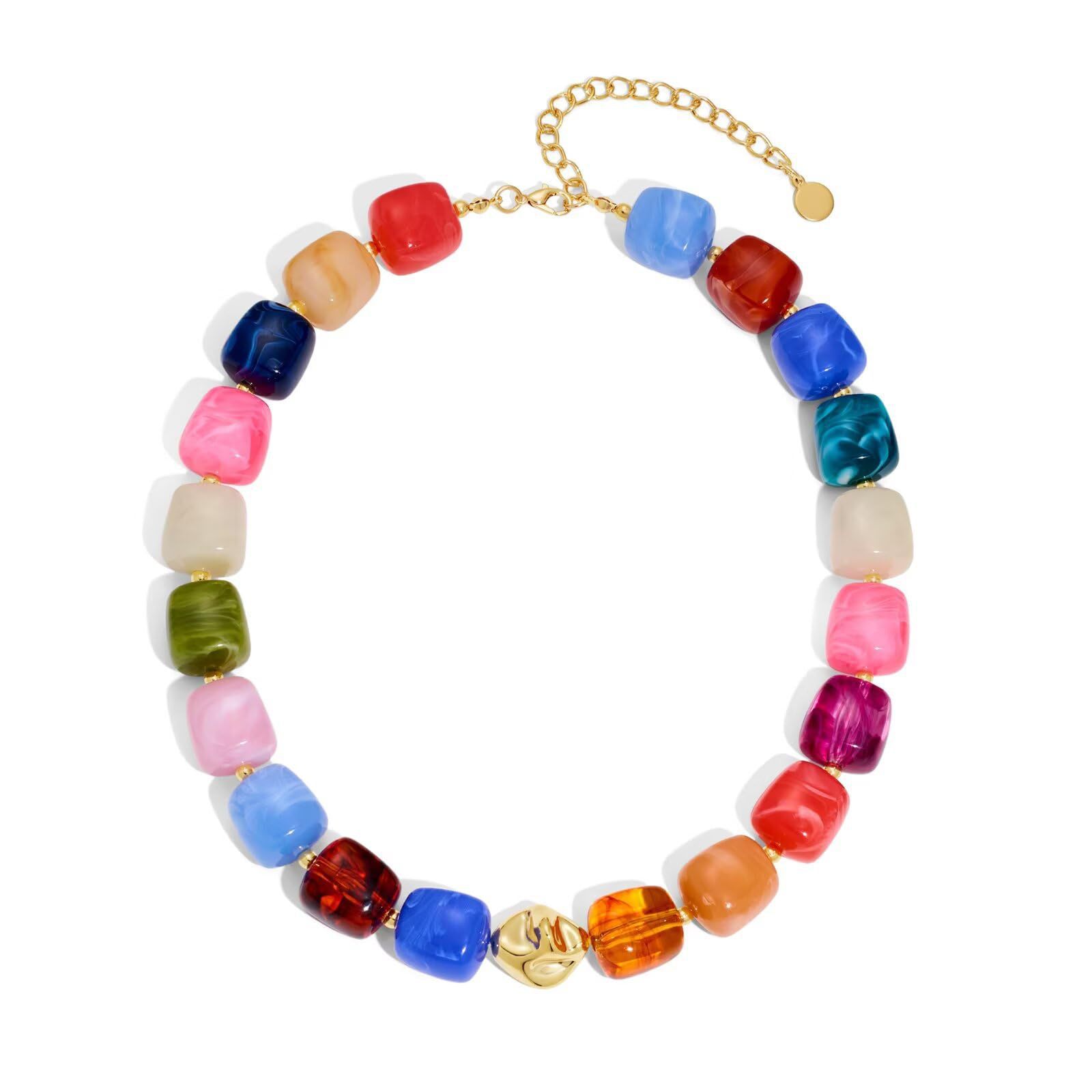 Bohemian-style Multicolor Resin Bead Necklace