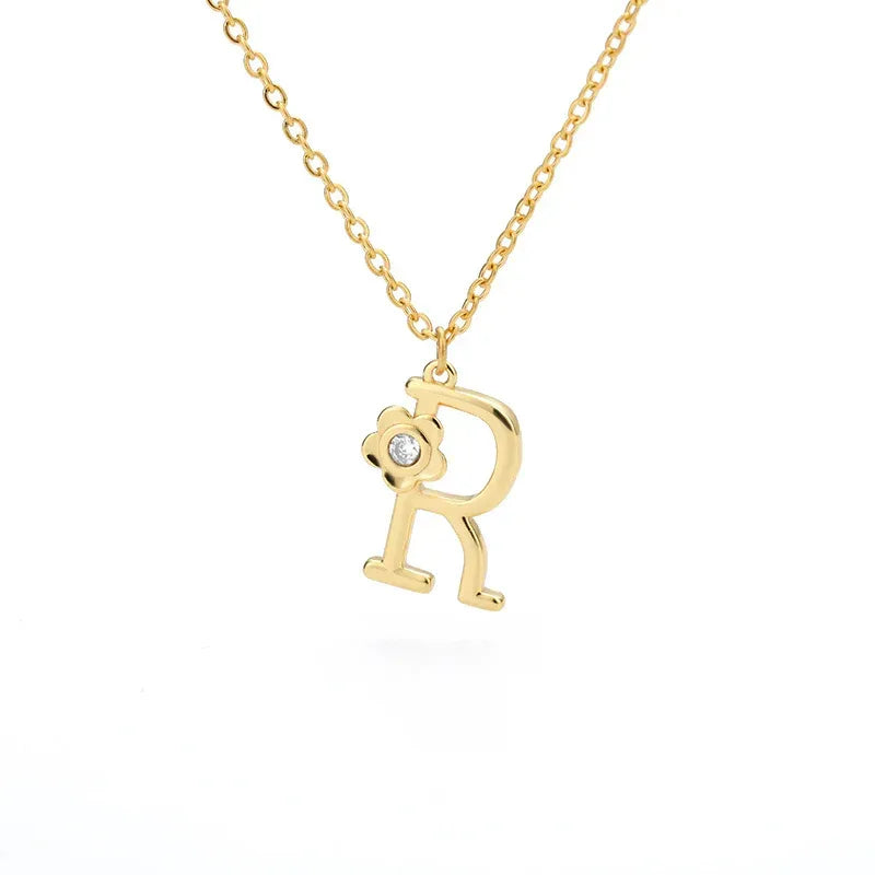Rose English Alphabet Pendant Necklace - Viexta