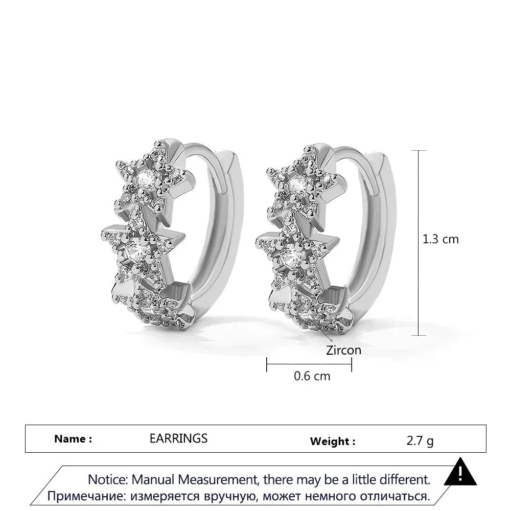 Hexagon Zircon-embedded Earrings - Viexta