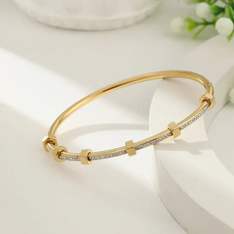 Stainless Steel Nail Diamond Bracelet - Viexta