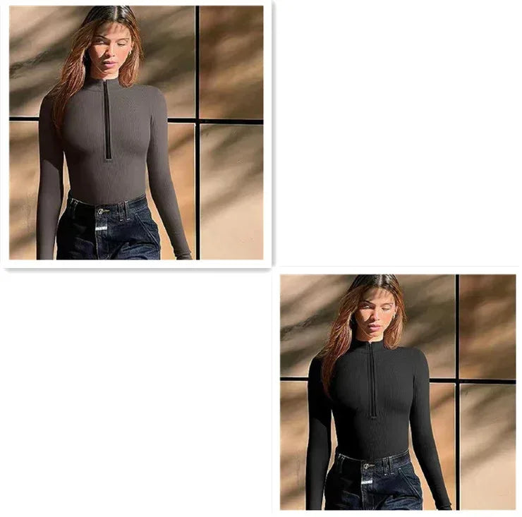 Fashion Long Sleeve Zipper Jumpsuit - Viexta