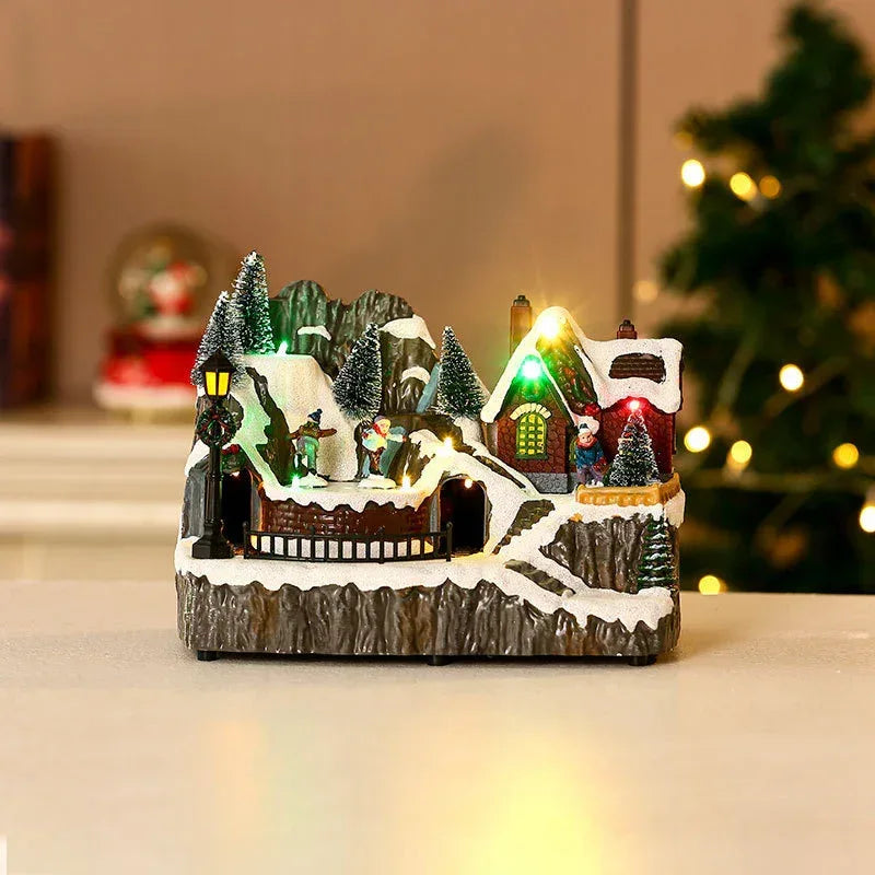 Christmas Rotating Resin Luminous Music Box Ornaments - Viexta