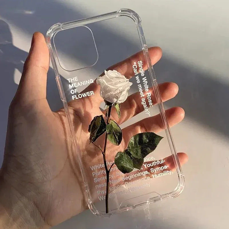 White Rose Transparent iPhone Case - Viexta