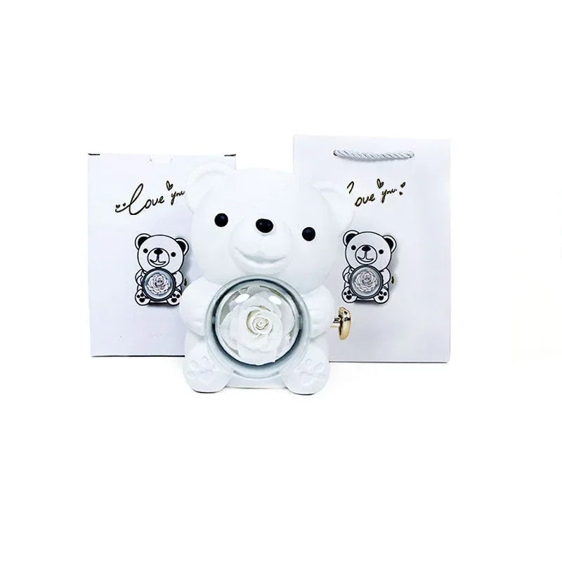 rotating-bear-gift-box-rose-jewelry-box - Viexta