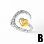 Two-tone 18K Gold Heart-shaped Open Ring - Viexta