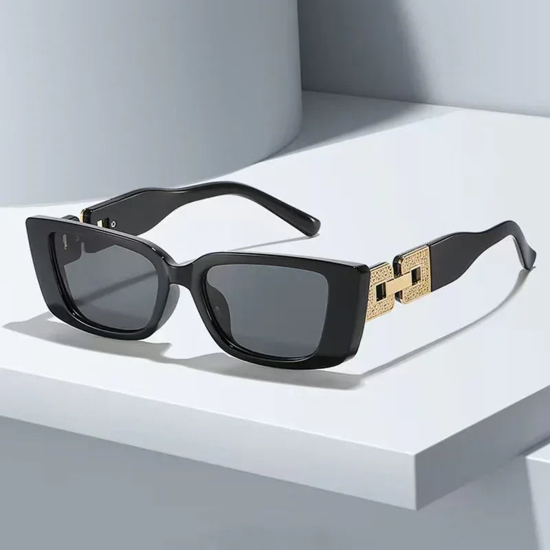 Diamond-chain Square-frame Sunglasses - Viexta