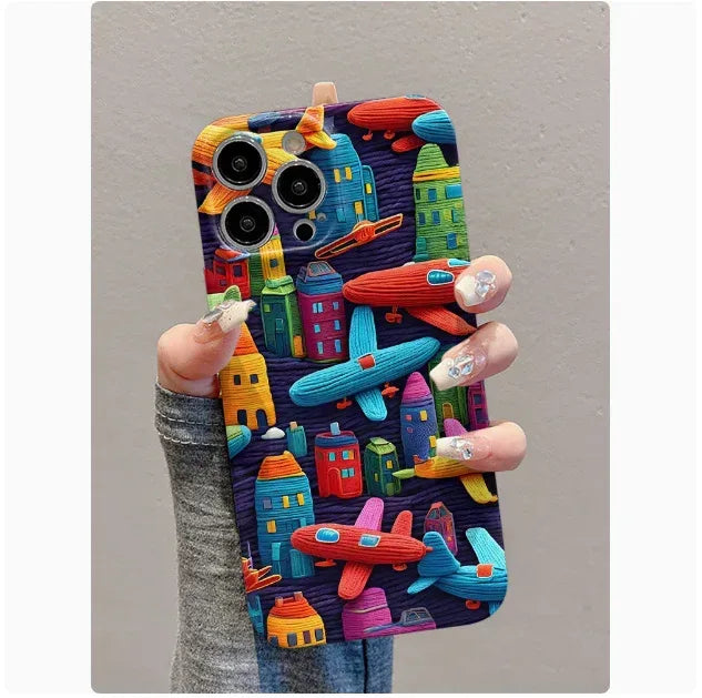 Oil Painting Minimalist Airplane iPhone Case - Viexta