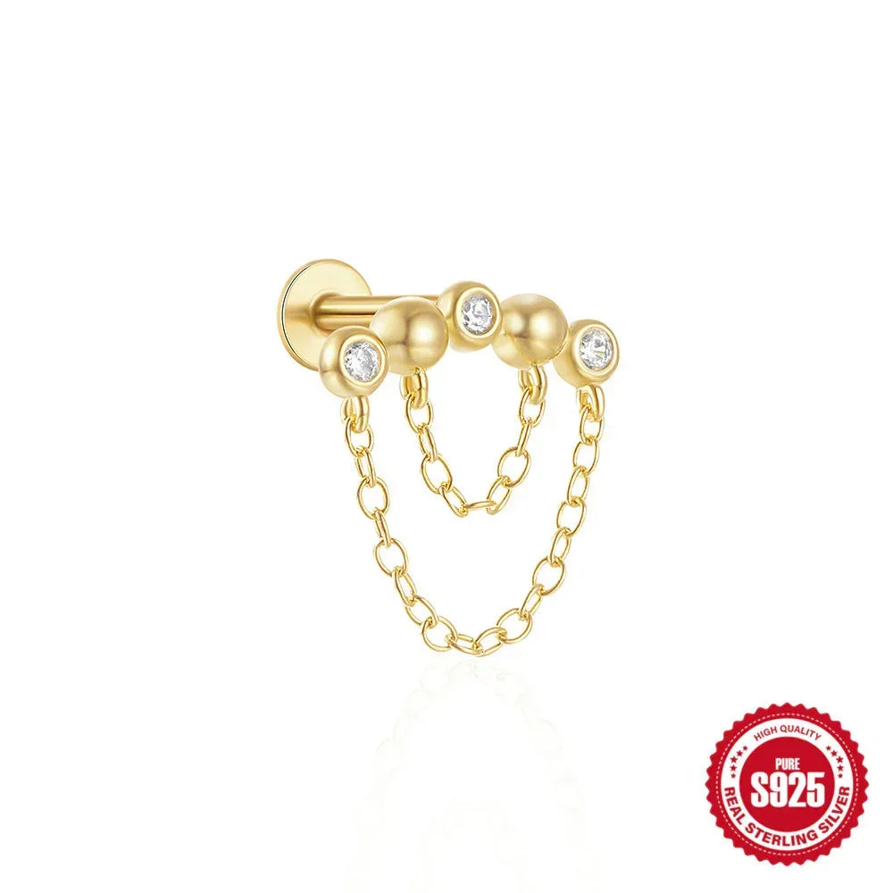 S925 Sterling Silver Moon Piercings - Viexta