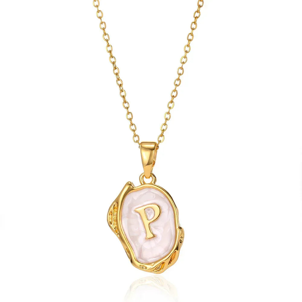 Simple 26 Letters Drop Oil Three-dimensional Necklace - Viexta