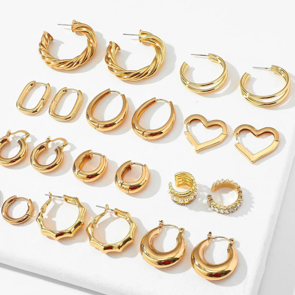 18k INS Net Red Popular Hoops - Viexta