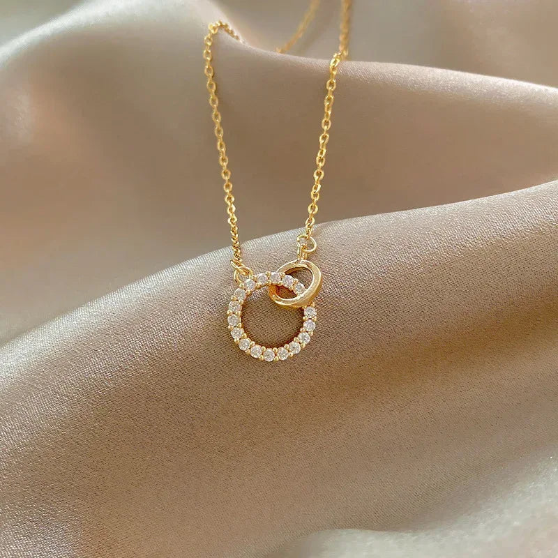 Inlaid Zircon Stainless Steel Combination Necklace - Viexta