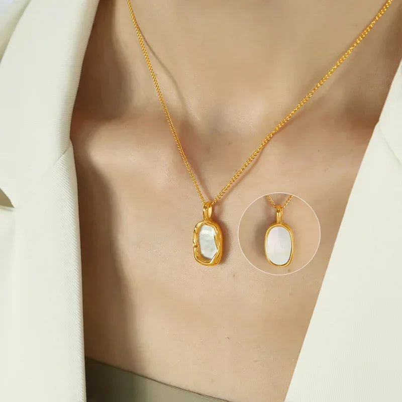 Irregular Geometric Titanium Steel Gold-plated Necklace - Viexta