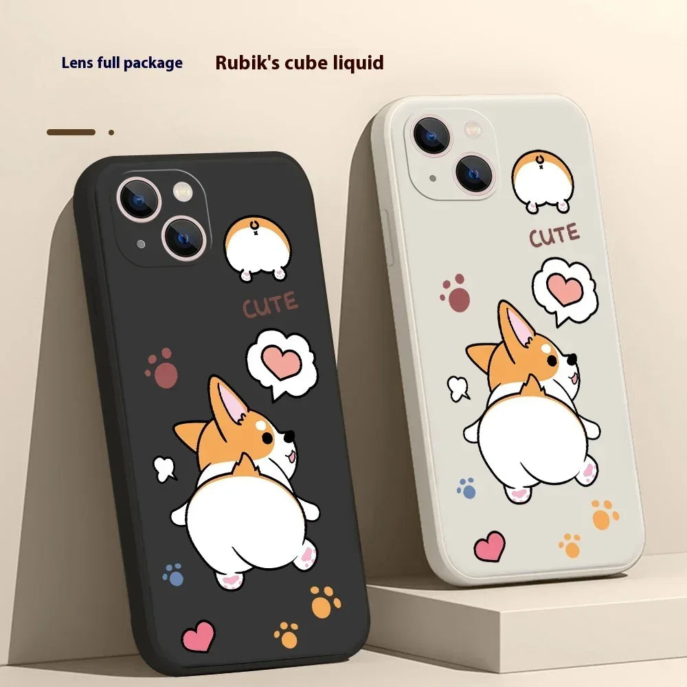 Corgi Cartoon Silicone Soft Cover iPhone Case - Viexta