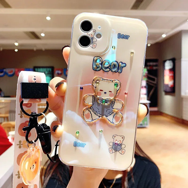 Cute Blu Ray Epoxy Lanyard iPhone Case - Viexta