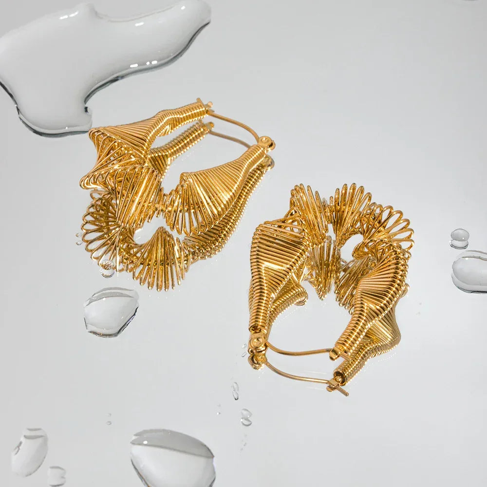 Stainless Steel Pleated Earrings - Viexta