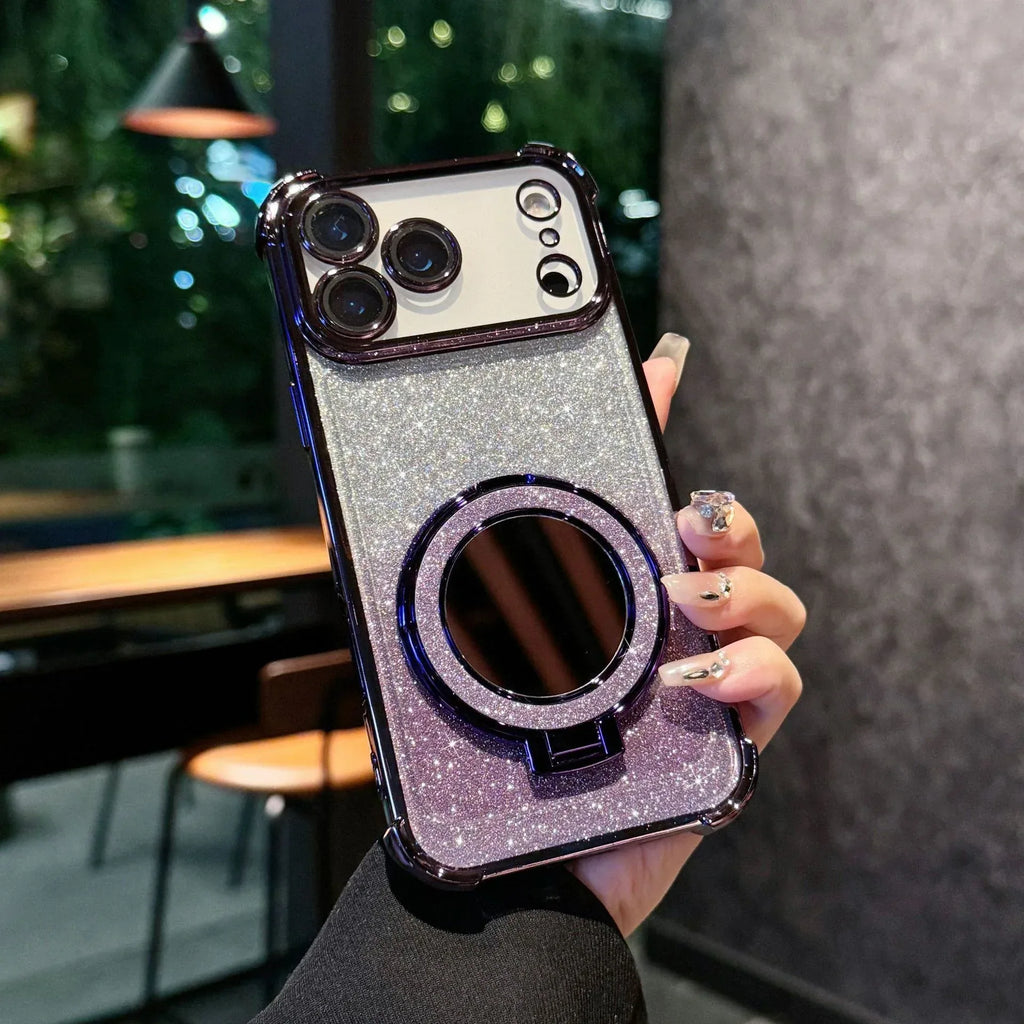 Glitter Mirror Magnetic Bracket iPhone Case - Viexta