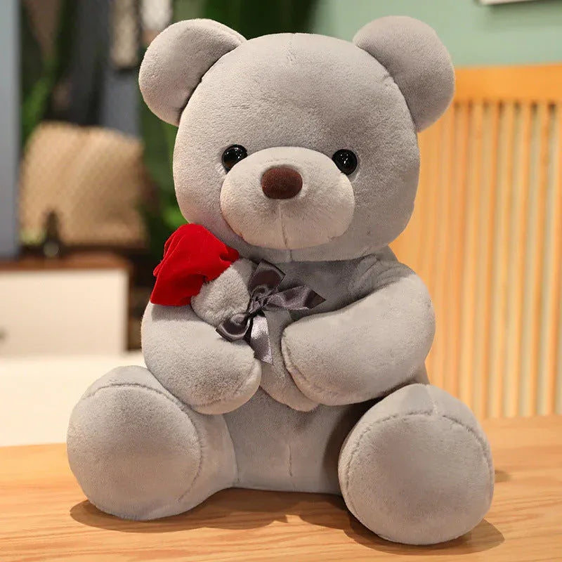 Lovely Hug Roses Teddy Bear Plush Pillow - Viexta