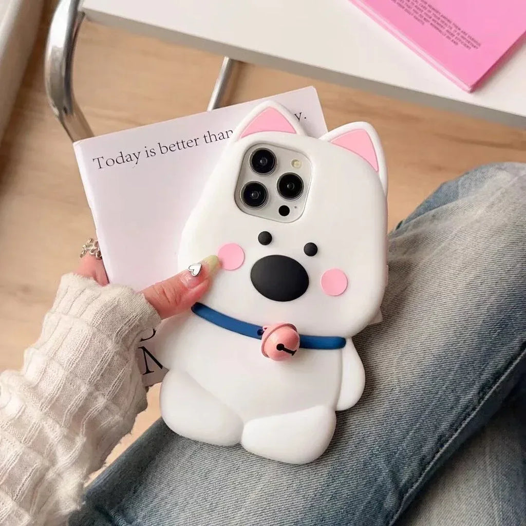 cartoon-cute-bell-little-white-dog-iphone-case - Viexta