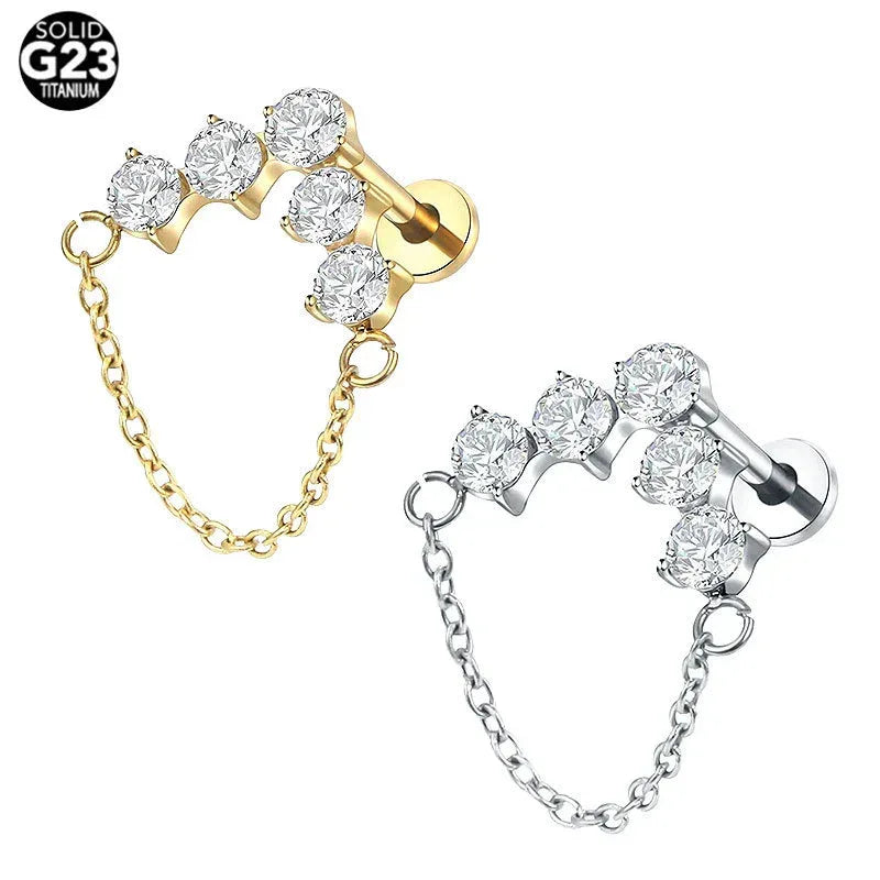 Zirconium Single Chain Earring - Viexta