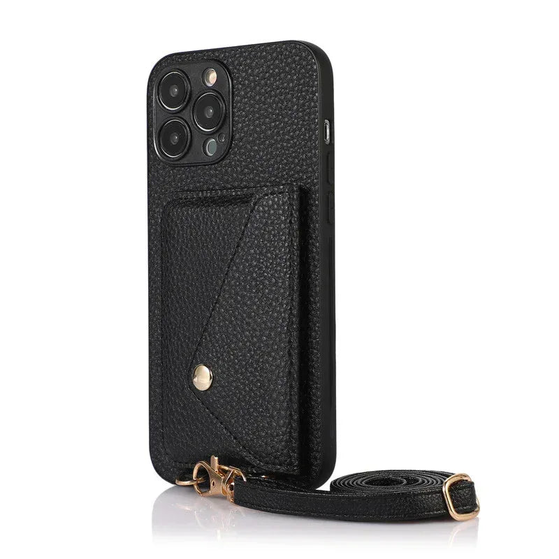 Solid Color Litchi Coin Purse iPhone Case - Viexta
