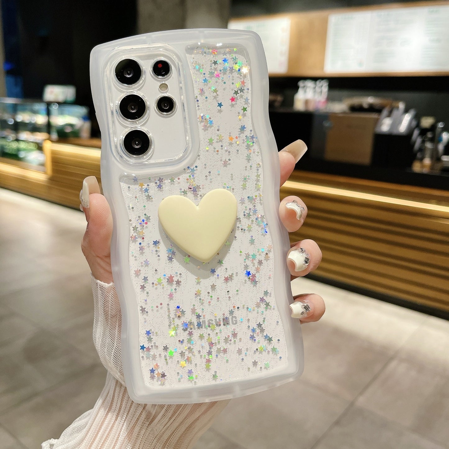 Love Drop Adhesive Transparent Samsung Phone Case