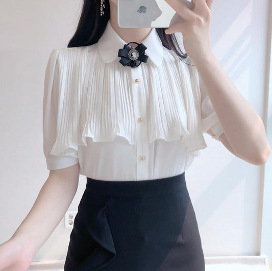 Ruffle White Topwear