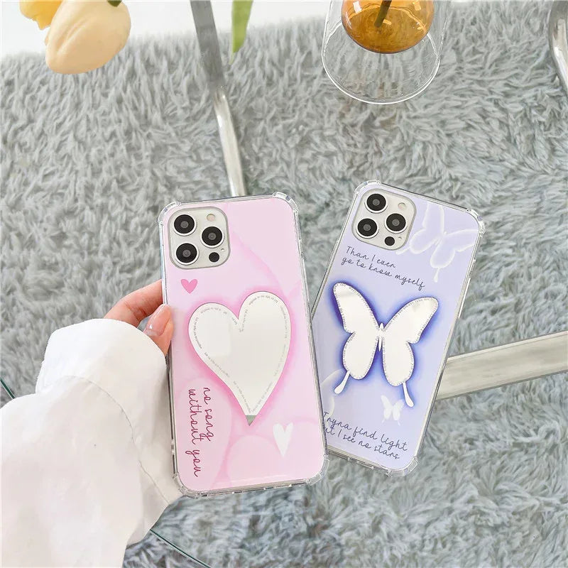 cartoon-mirror-butterfly-heart-iphone-case - Viexta