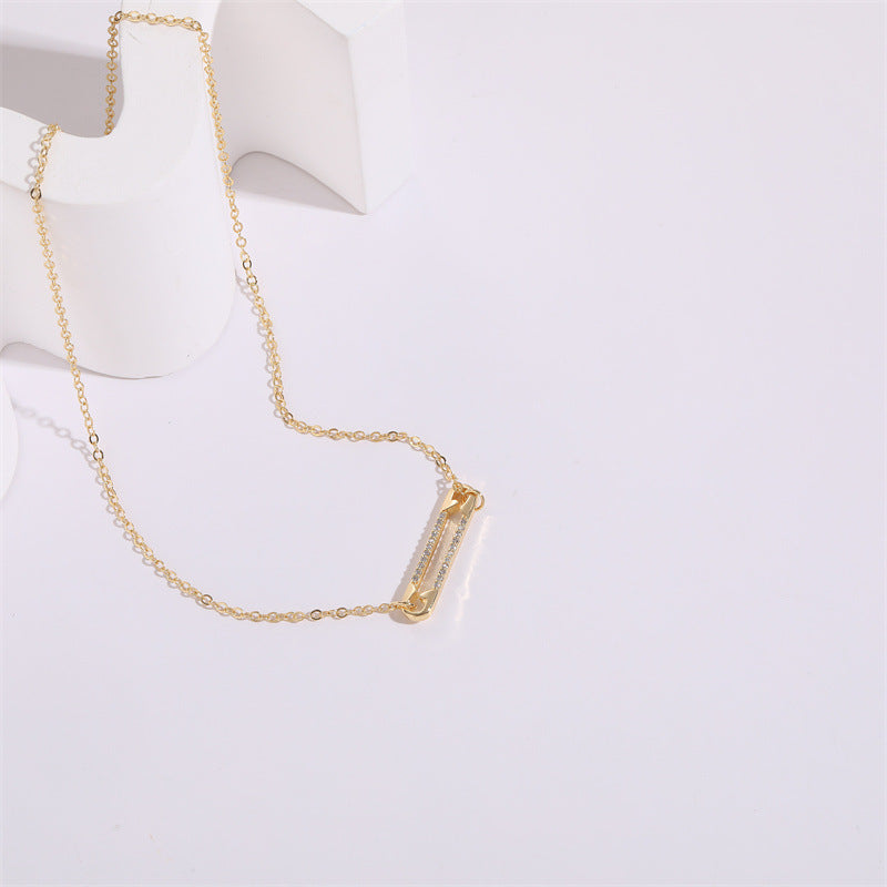 14k Safety Pin Necklace