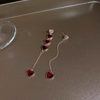 Silver Needle Asymmetric Diamond Love Chain Earrings - Viexta