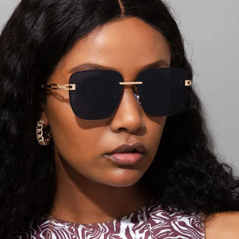 Frameless Trimming Square Sunglasses - Viexta