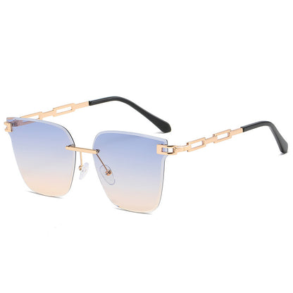 Frameless Trimming Metal Hollow Gradient Sunglasses