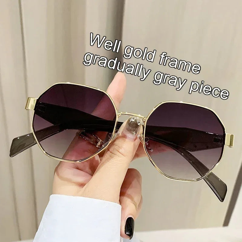 Square Polygon Metal Sunglasses - Viexta