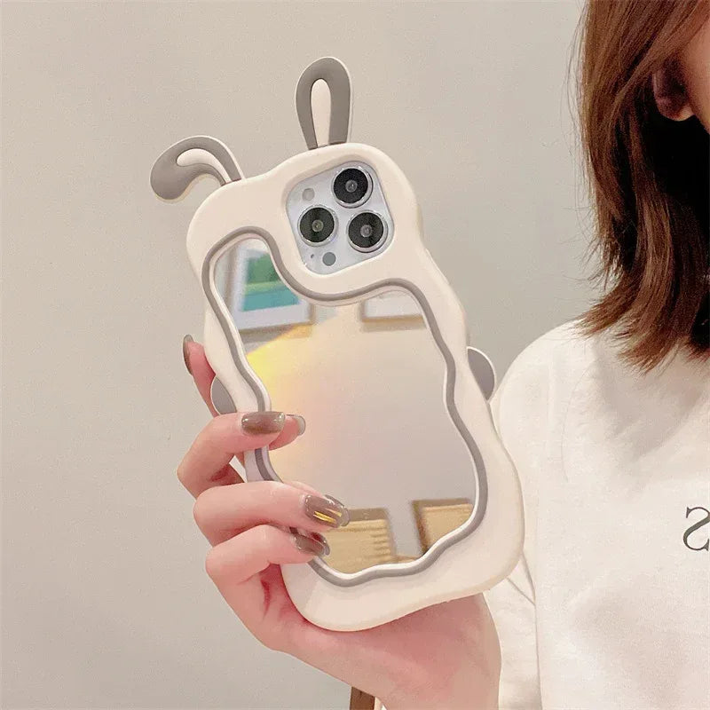 Cute Rabbit Ear Makeup Mirror iPhone Case - Viexta