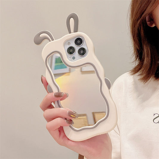 Cute Rabbit Ear Makeup Mirror iPhone Case