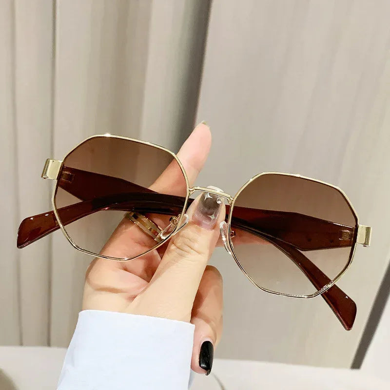 Square Polygon Metal Sunglasses - Viexta