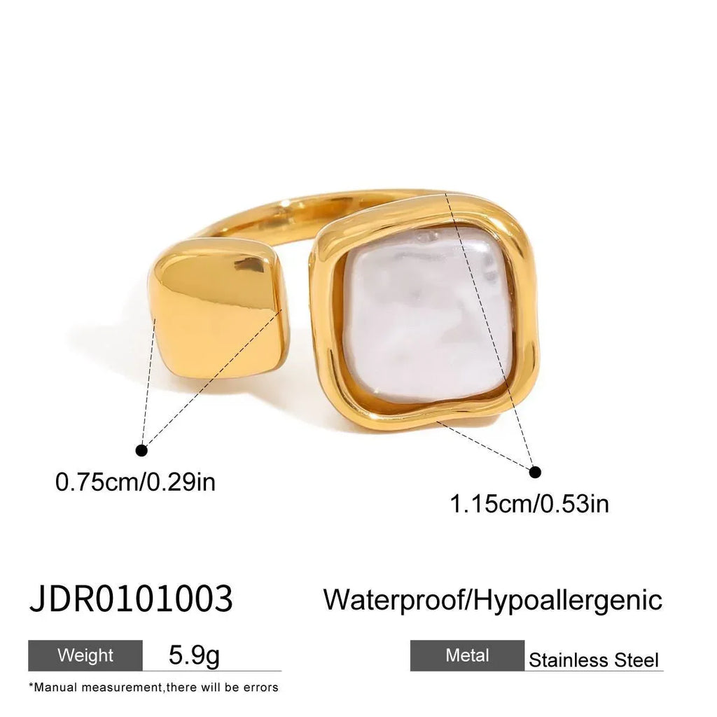 Stainless Steel Pearl Ring - Viexta