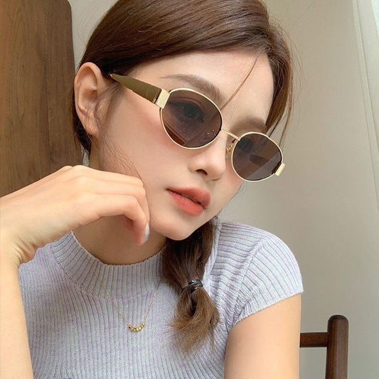 American Personalized Oval Metal Sunglasses