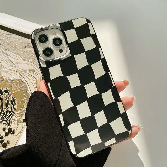 Silicone Thickened Plaid iPhone Case