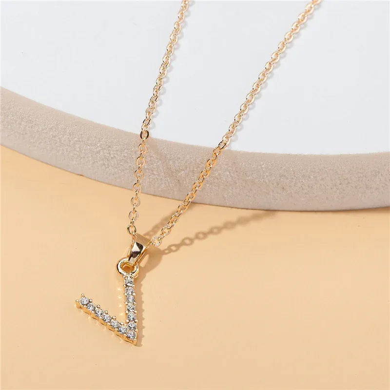 18k 26 Golden English Letter Pendant Clavicle Chain - Viexta