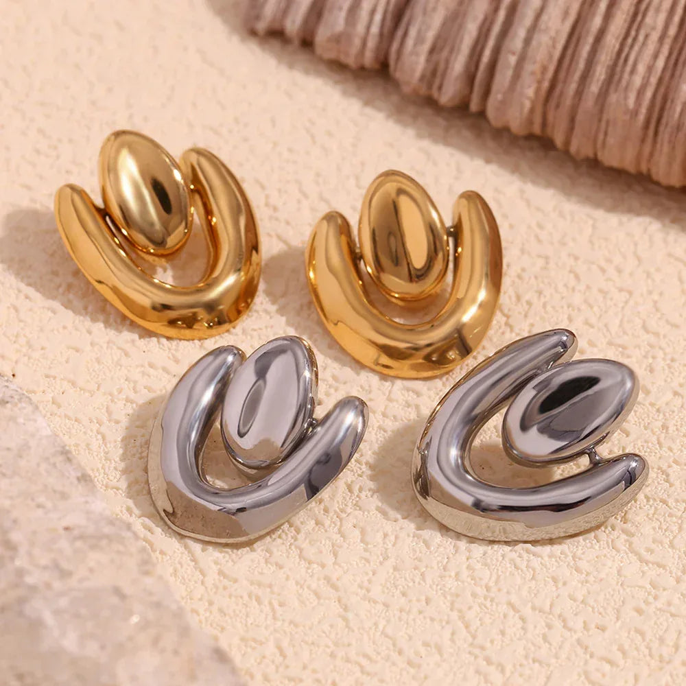 stainless-steel-18k-gold-plating-irregular-heart-stud-earrings - Viexta