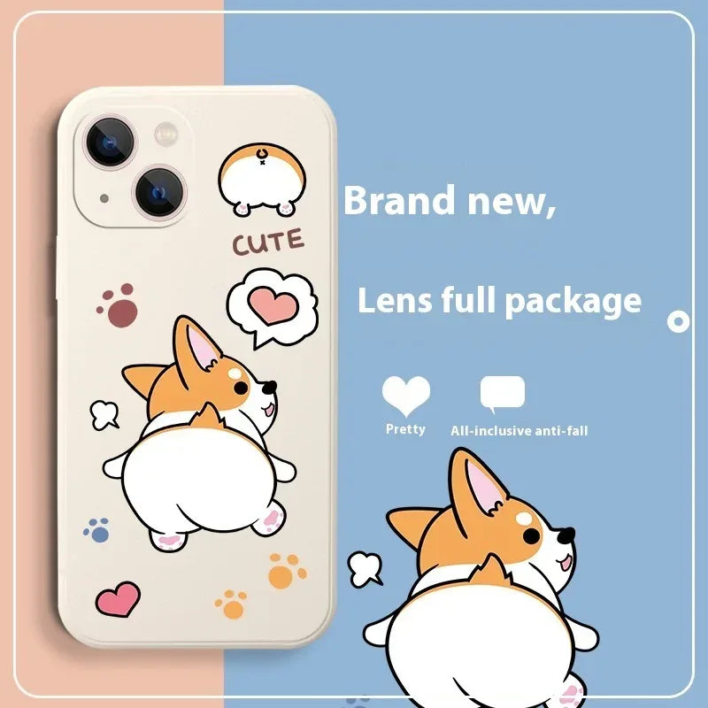 Corgi Cartoon Silicone Soft Cover iPhone Case - Viexta