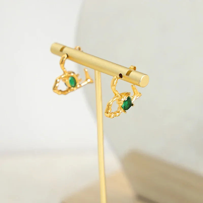 Heart-shaped Glass Drill Earrings - Viexta