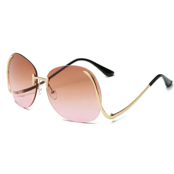 Frameless Curved-leg Sunglasses Decorative Glasses - Viexta