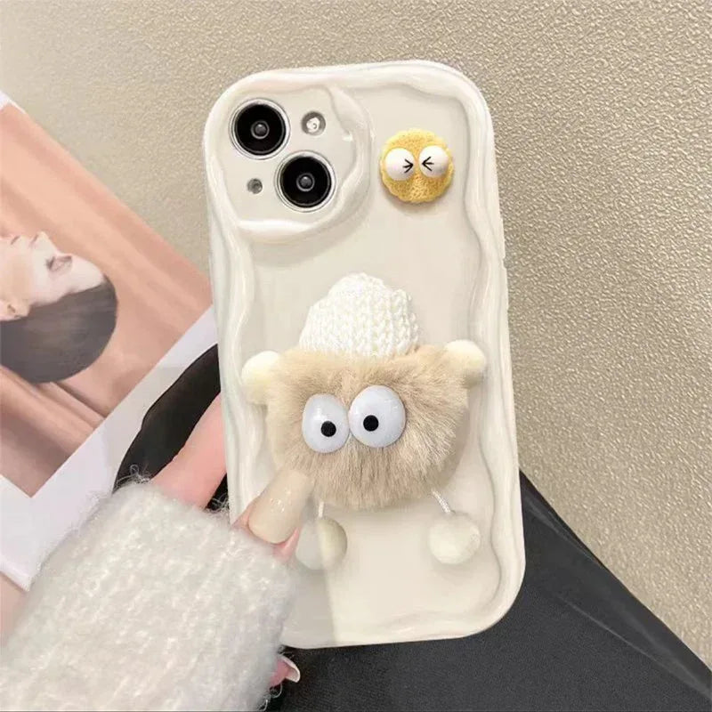 cartoon-cute-plush-hat-doll-iphone-case - Viexta