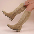 Vintage Embroidered V Cut Martin Boots - Viexta