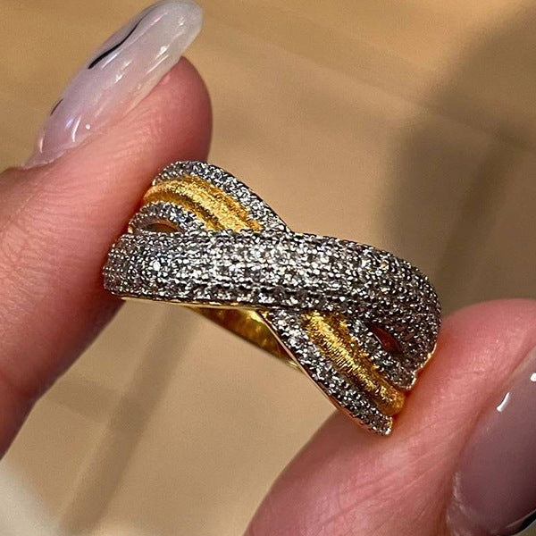 Wave Cross Brushed Ring