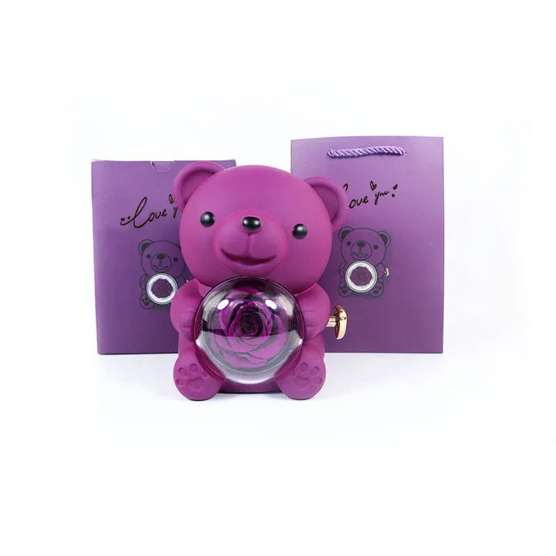 rotating-bear-gift-box-rose-jewelry-box - Viexta