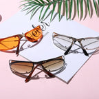 Frameless Trimming Oval Street Sunglasses - Viexta