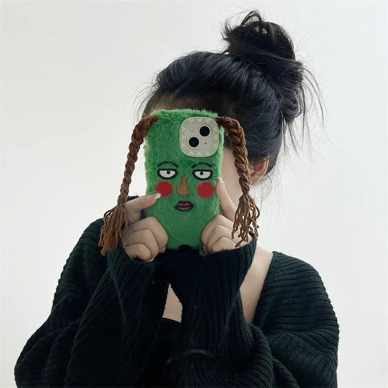 plush-green-braid-iphone-case - Viexta