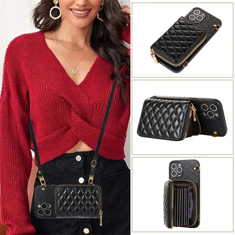 litchi-pattern-card-holder-iphone-case - Viexta